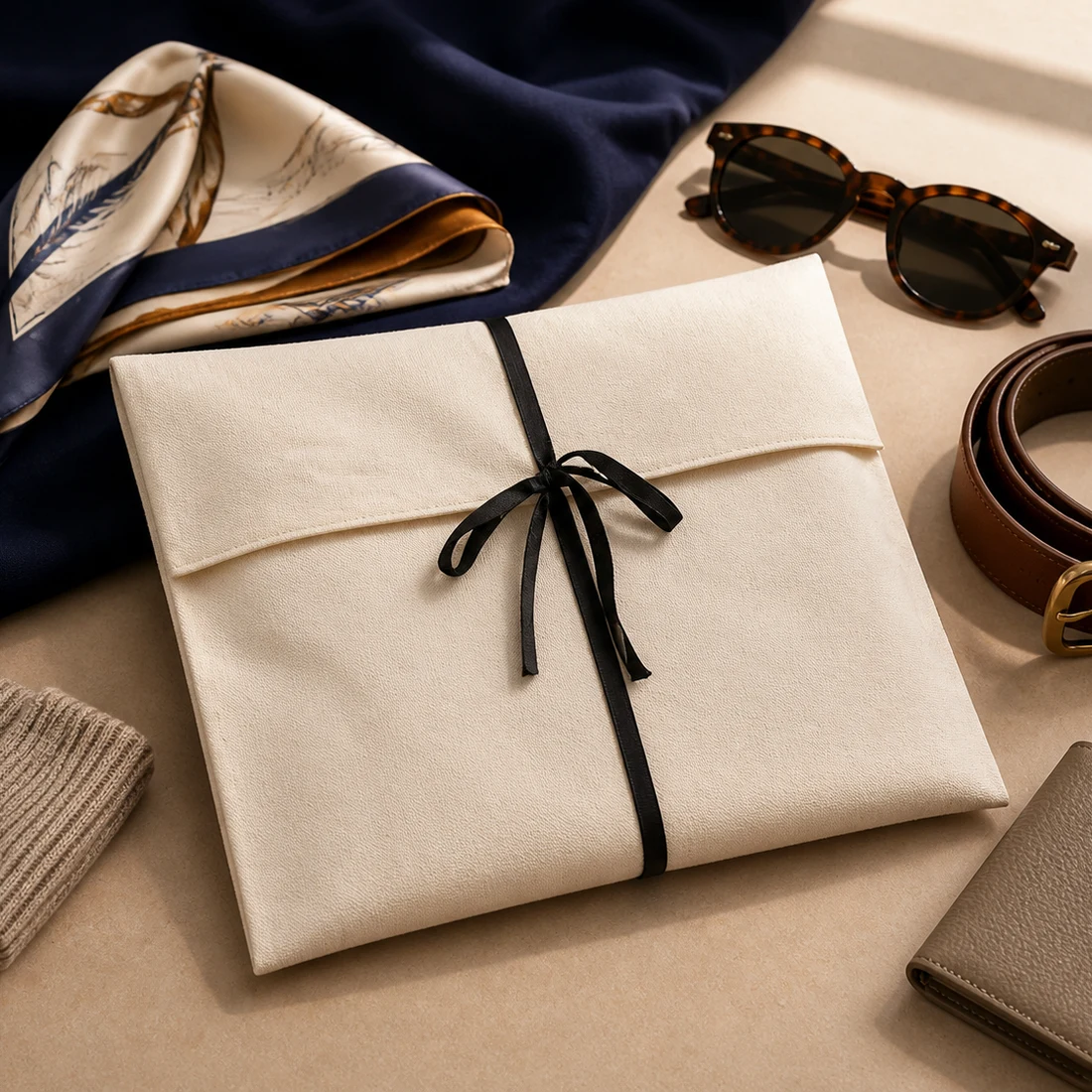 Cotton envelope pouch with fashion accessories